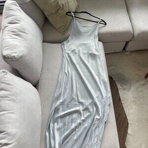 Blue Silk Halter Oak and Fort Dress